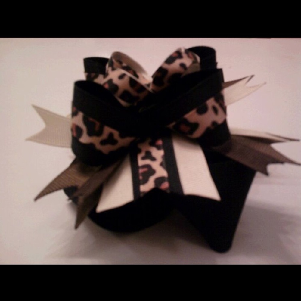 Leopard & Black Boutique Hairbow 4”-5”